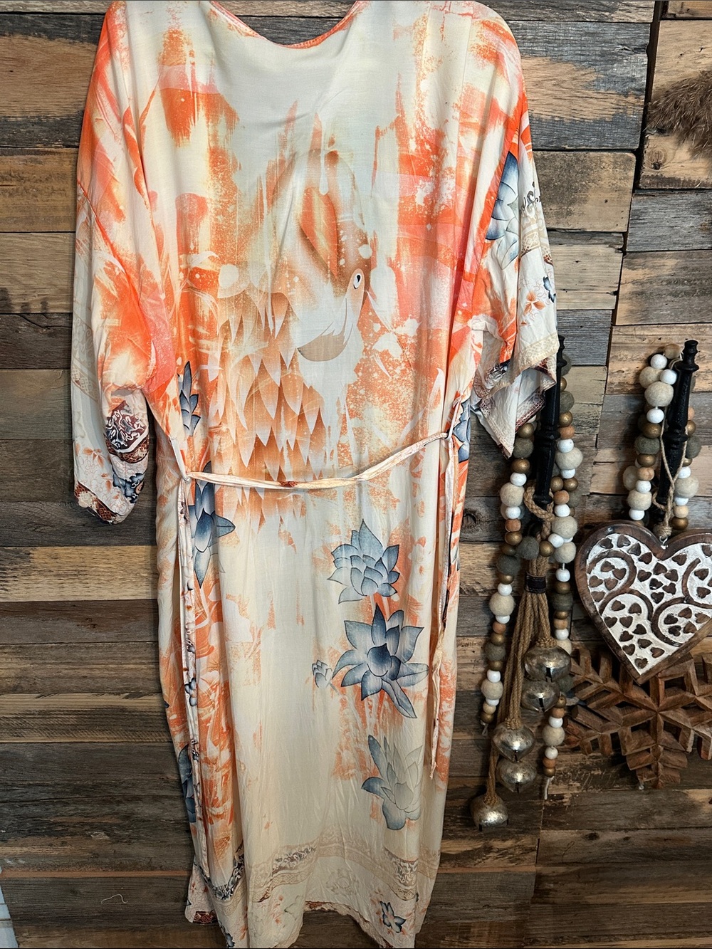 Floral Print Kimono Maxi beach coverup